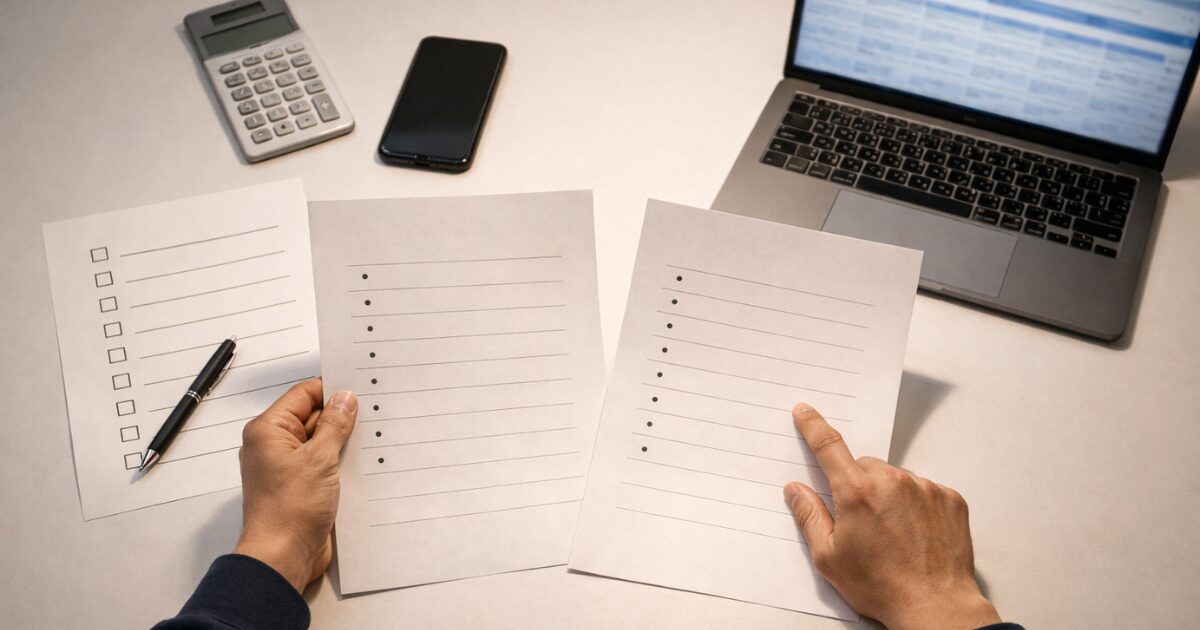 求人比較で保証給や研修内容を整理しているイメージ