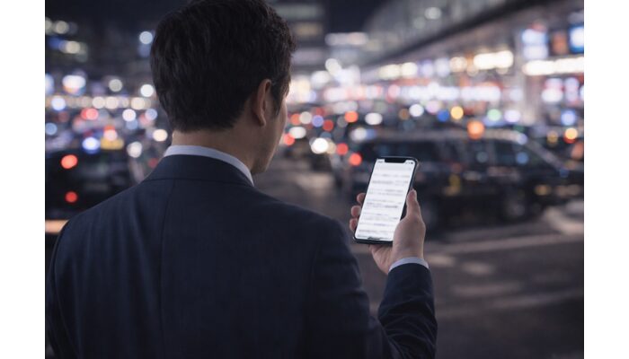 タクシー会社の候補をスマートフォンで比較検討しているイメージ