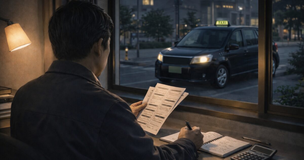 タクシー転職を検討しながら年収条件を確認する男性のイメージ