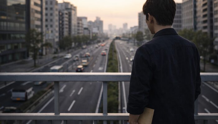 
転職先の条件を比較しながら今後の働き方を考える男性の後ろ姿