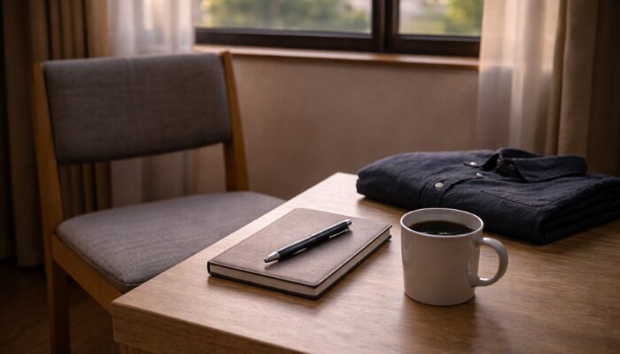 転職を冷静に考える時間をイメージした室内テーブルの風景