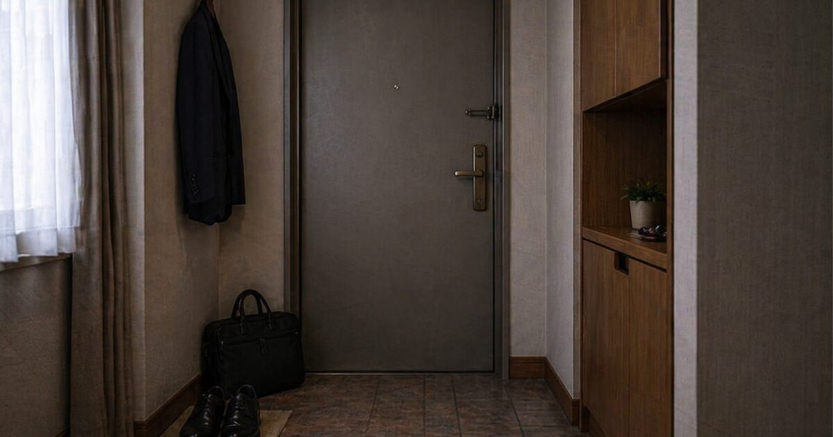 転職前の不安を抱えた朝をイメージさせる玄関の風景