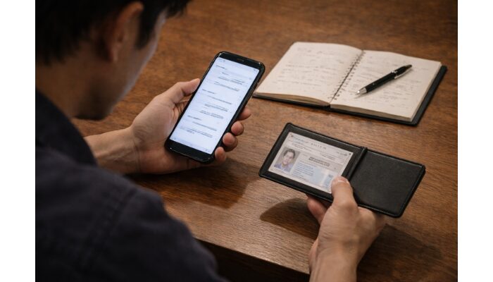 普通免許のみで応募できるタクシー求人か確認しているイメージ