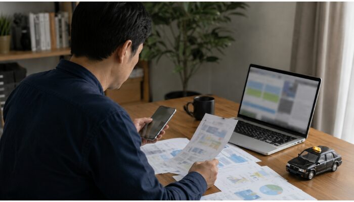タクシー会社の評判や行政処分歴を客観的に確認しているイメージ
